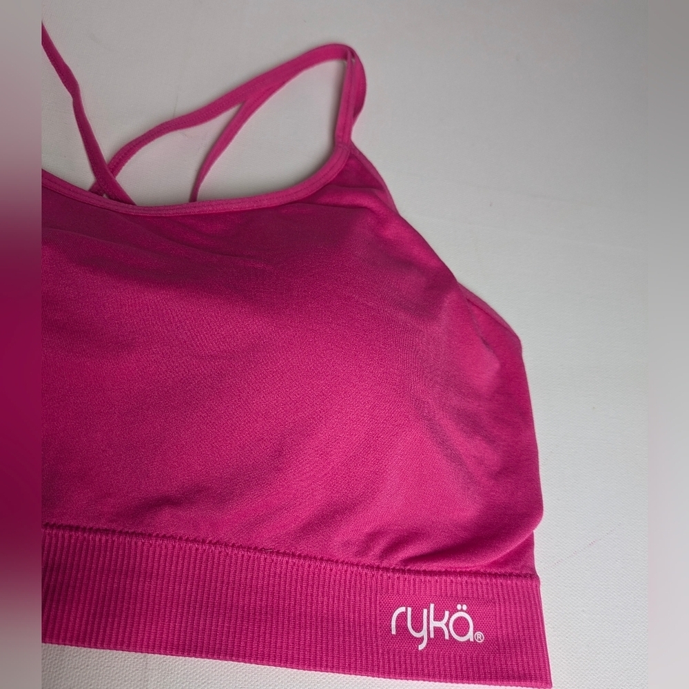 Rykä Sports Bra Seamless Strappy Back Size XL Pink Removable Pads Yoga Gym EUC - Picture 2 of 9